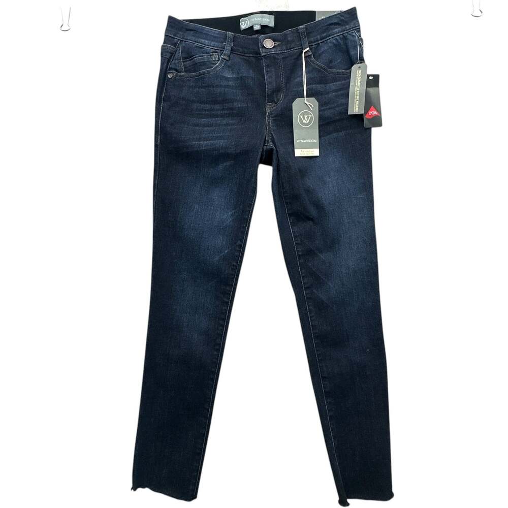 Wit & Wisdom Absolution Skimmer Jeans Women 2 Dark Indigo Raw Hem NWT Stretch